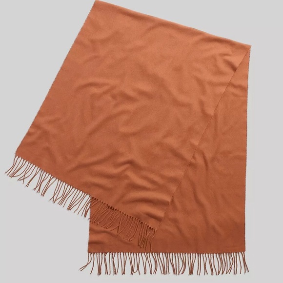 NWT Madewell Fringed Scarf camel tan dried cedar rosewood - Picture 3 of 8